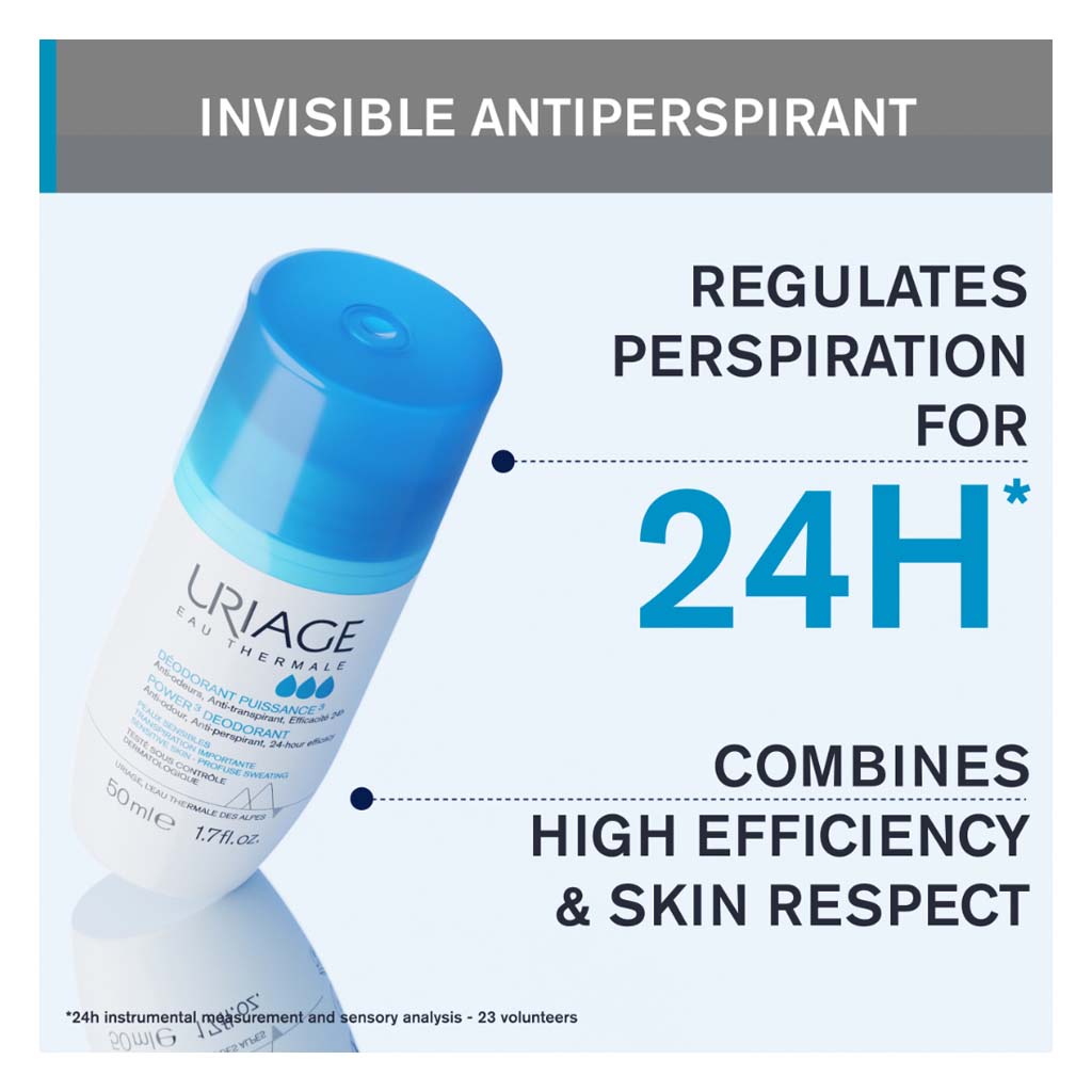 Uriage Power-3 Antiperspirant 24 Hours Fresh Deodorant Roll On 50ml