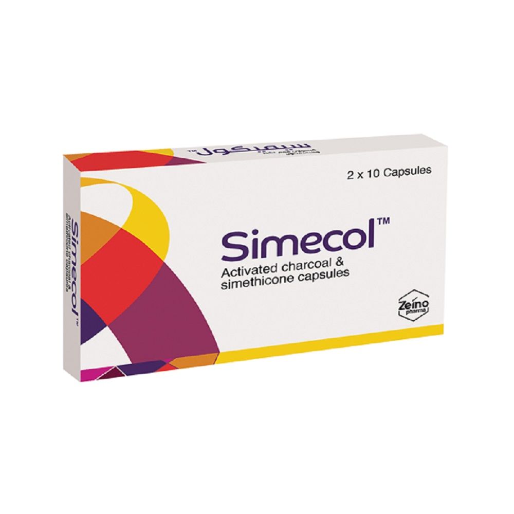 Simecol Activated Charcoal & Simethicone Capsules 20's