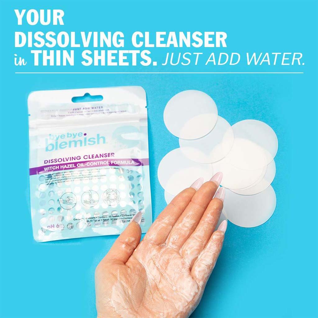 Bye Bye Blemish Dissolving Cleanser Sheets 50's