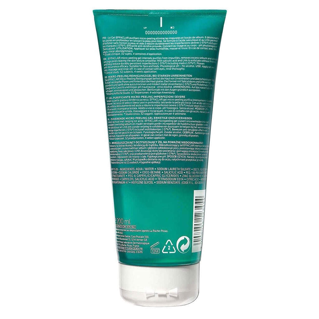 La Roche-Posay Effaclar Micro-Peeling Cleansing Gel With Salicylic Acid For Oily Skin 200ml