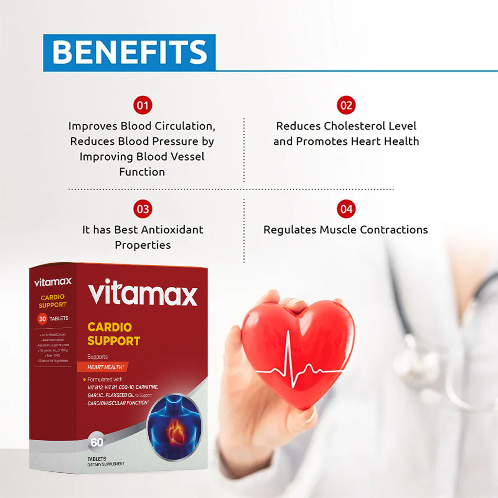 Vitamax Cardio Support Tablets For Heart Health Support, Pack of 60's