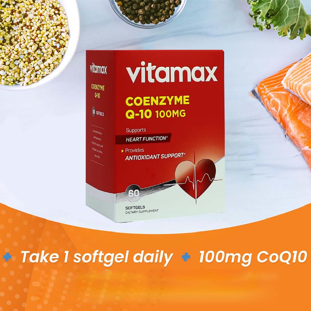 Vitamax Coenzyme Q10 100 mg Softgels For Heart & Antioxidant Support, Pack of 60's