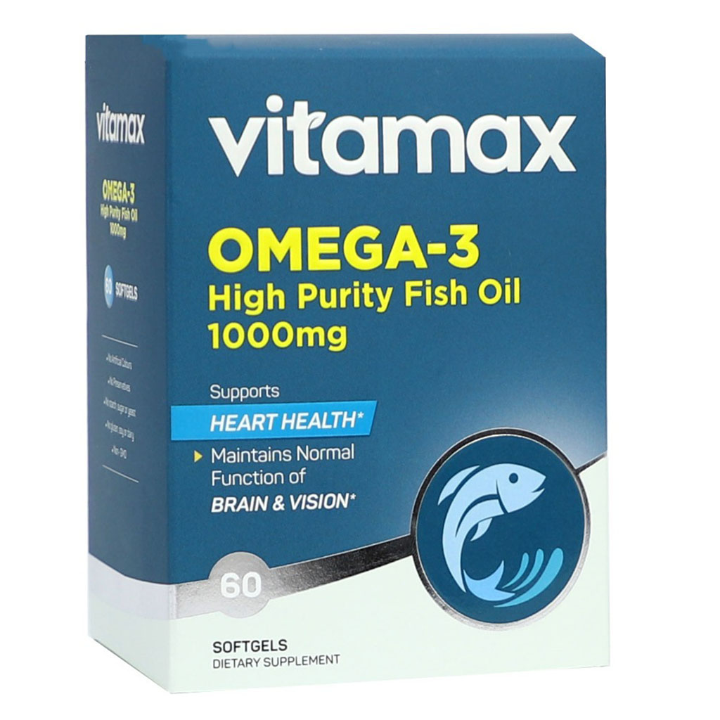 Vitamax Omega 3 1000mg Fish Oil Supplement Softgels, Pack of 60's