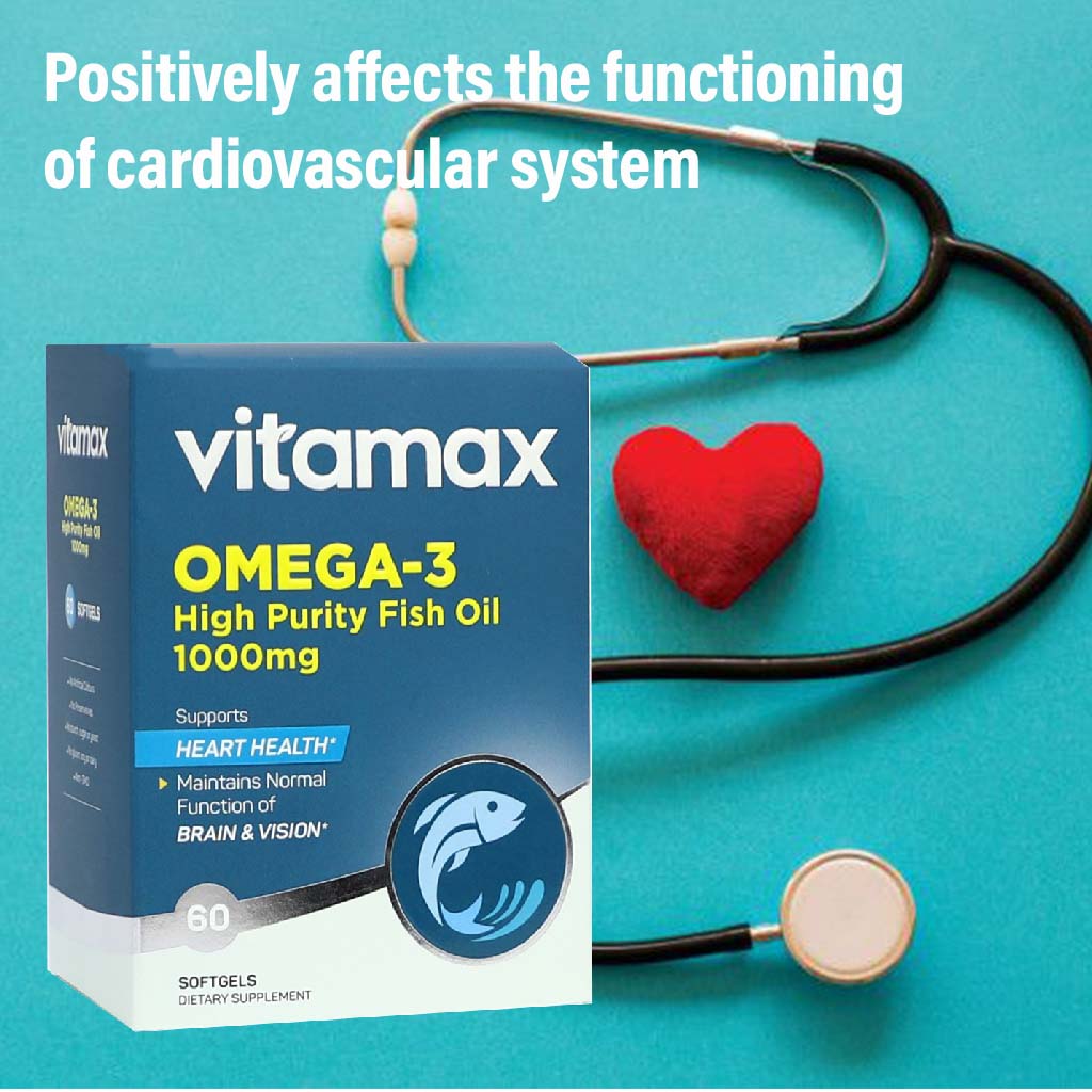 Vitamax Omega 3 1000mg Fish Oil Supplement Softgels, Pack of 60's