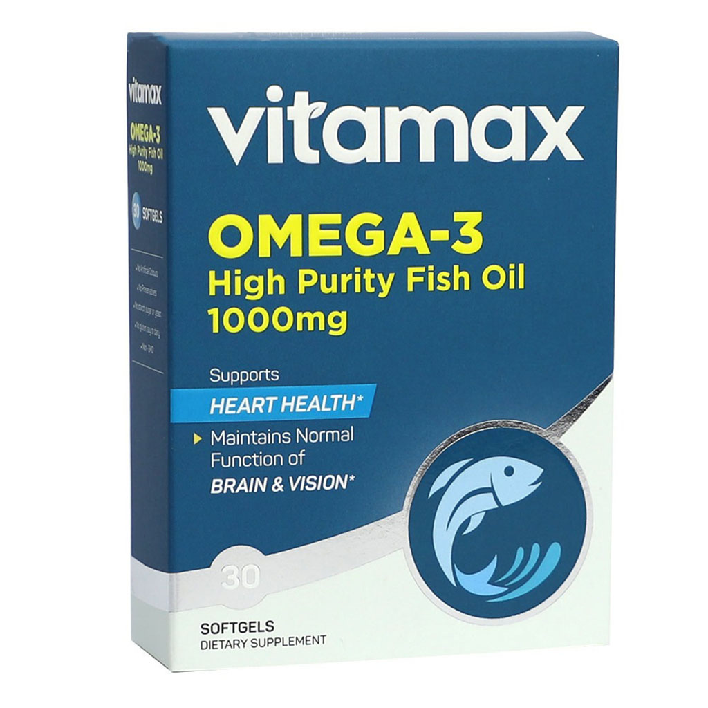 Vitamax Omega 3 1000mg Fish Oil Supplement Softgels, Pack of 30's