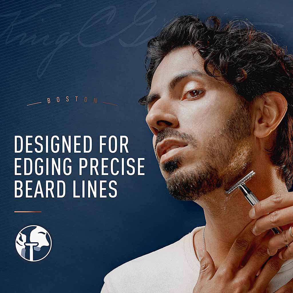 King C. Gillette Men’s Double Edge Safety Razor With Classic Inspired Chrome Plated Handle + Gillette’s Best Platinum Coated Double Edge Blades, Pack of 1 Handle + 5 Blades