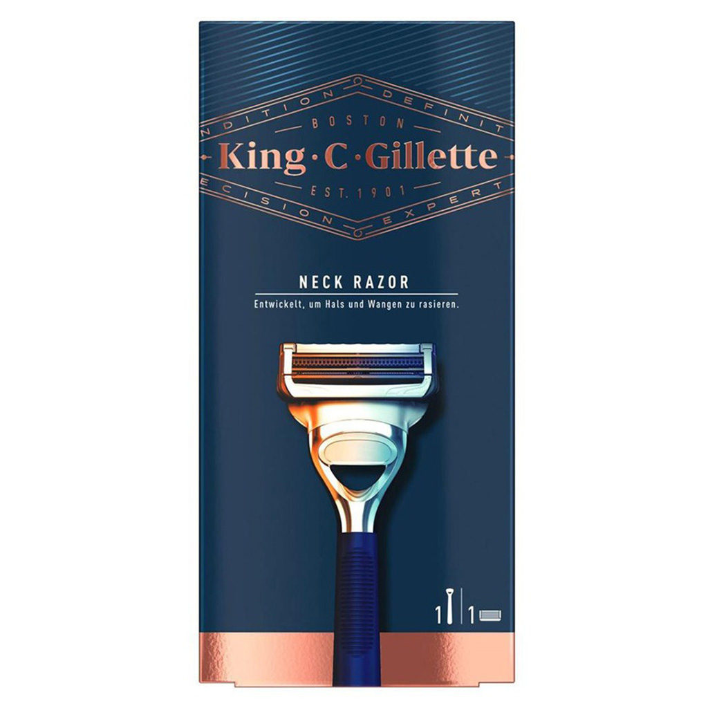King C. Gillette Men’s Neck Razor With Gillette’s Best Sharpest Stainless Steel Platinum Coated Blades, Pack of 1's
