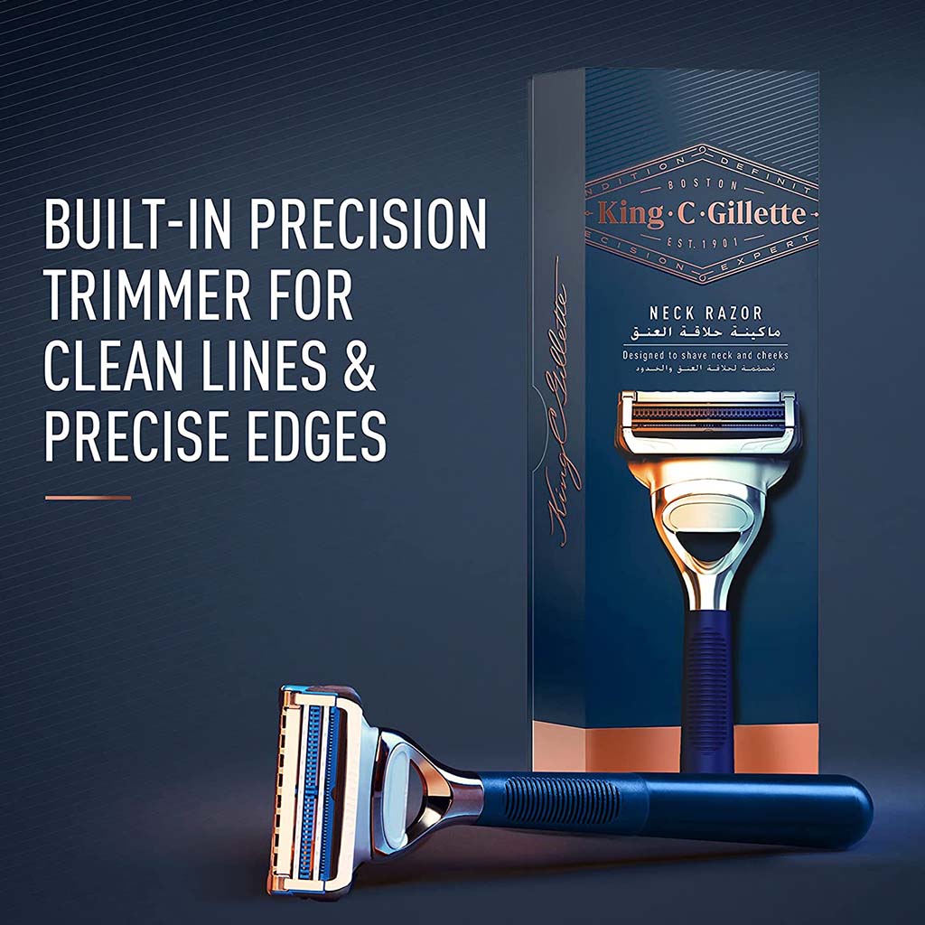 King C. Gillette Men’s Neck Razor With Gillette’s Best Sharpest Stainless Steel Platinum Coated Blades, Pack of 1's
