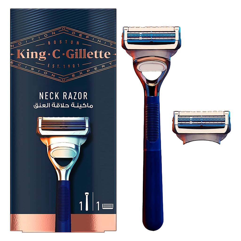 King C. Gillette Men’s Neck Razor With Gillette’s Best Sharpest Stainless Steel Platinum Coated Blades, Pack of 1's