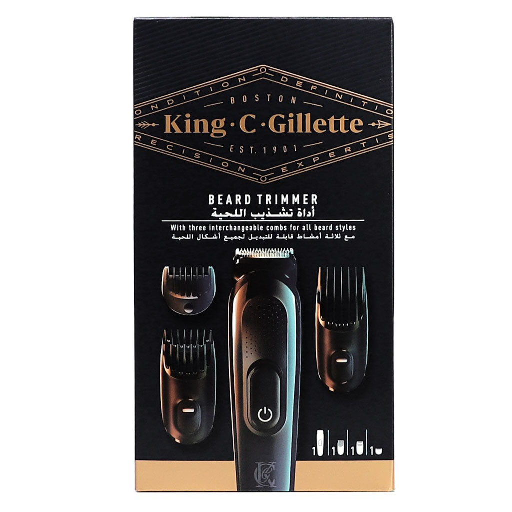 King C. Gillette Cordless Men’s Beard Trimmer Kit With Lifetime Sharp Blades & 3 Interchangeable Combs