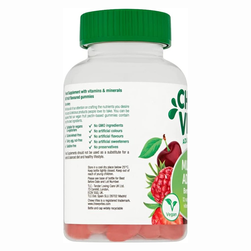 Chewy Vites Multi-Vit Advance Adult Multivitamin Supplement Gummies Berries Flavour, Pack of 60's