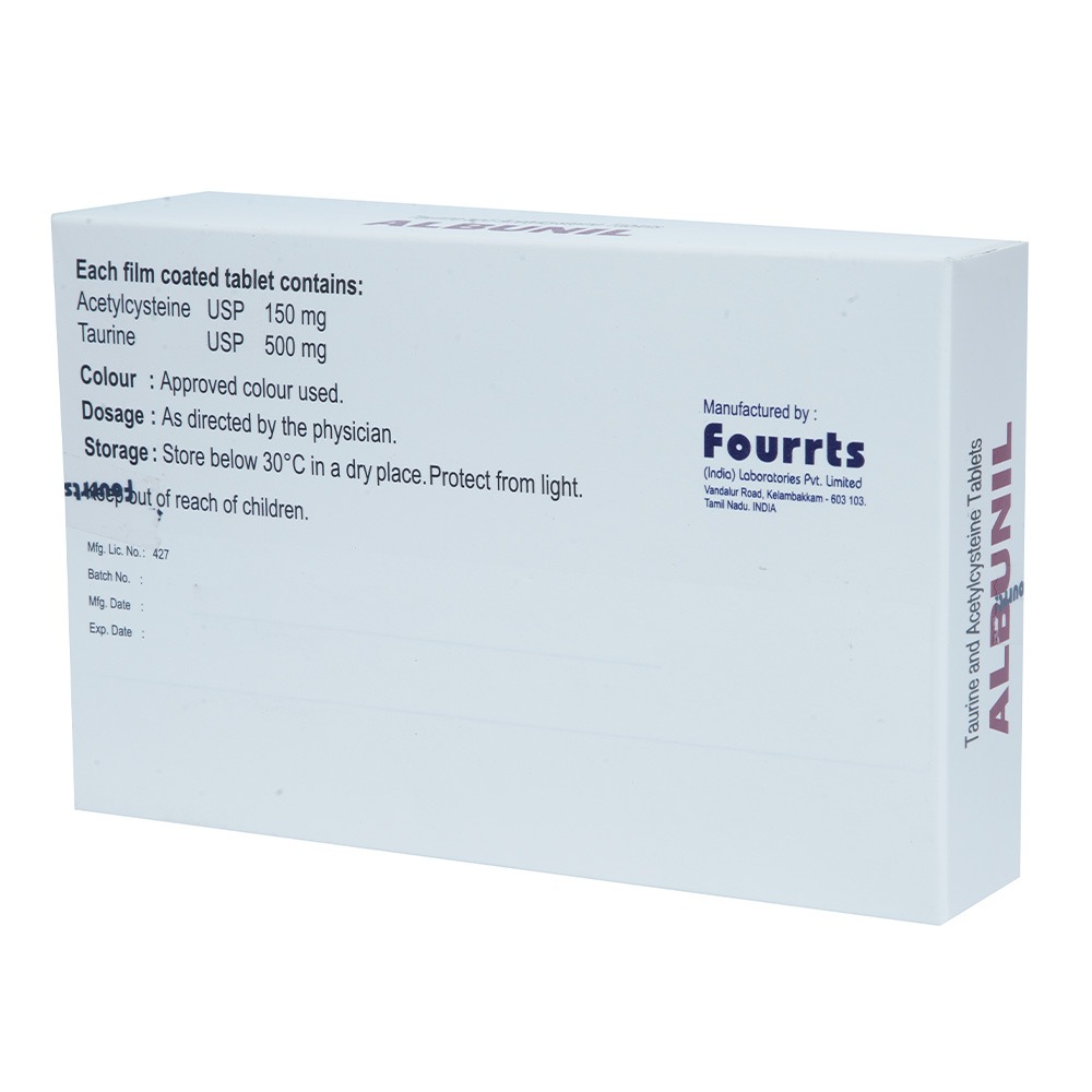 Fourrts Albunil Taurine And Acetylcysteine Film Coated Tablets, Pack of 30's
