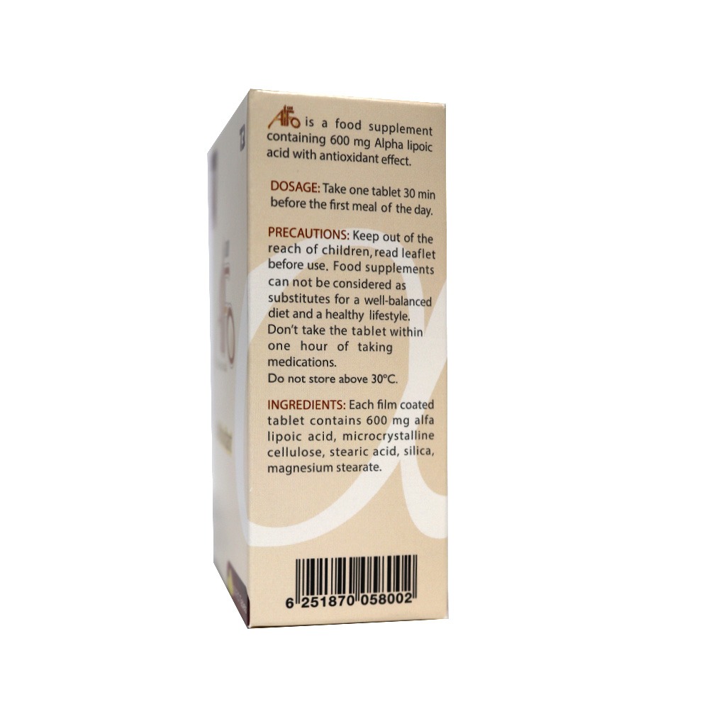 Alfo Alpha Lipoic Acid 600mg Tablets For Antioxidant Support, Pack of 30's
