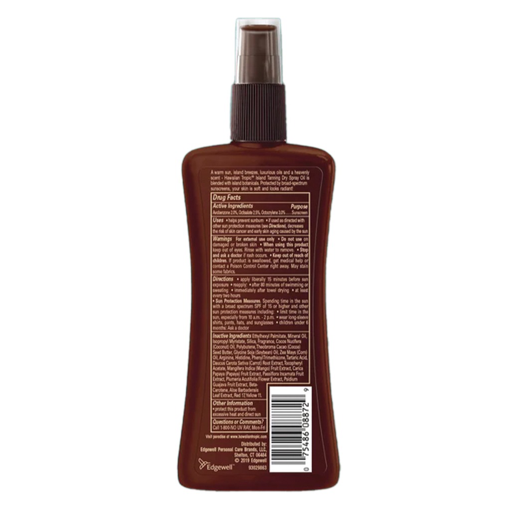 Hawaiian Tropic Island Tanning Dry Oil Pump Spray SPF 15, 236 mL