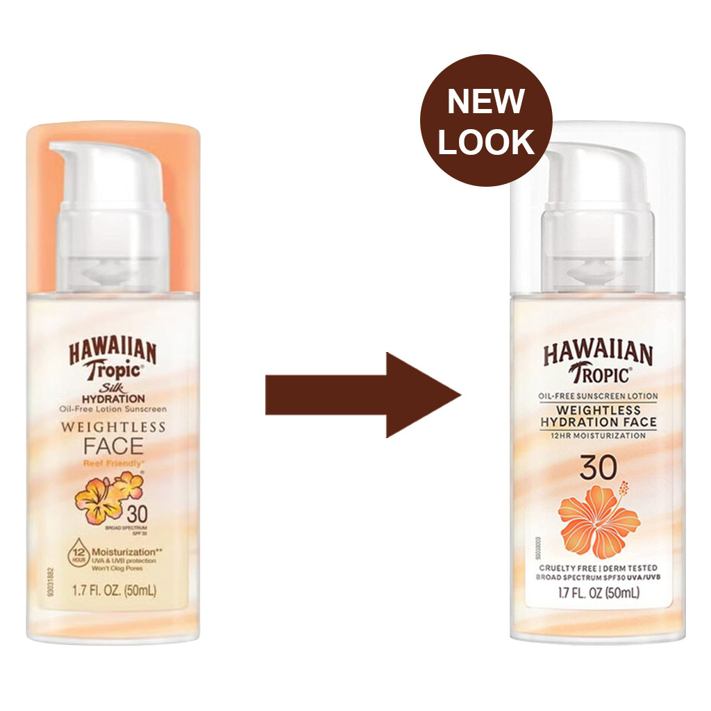 Hawaiian Tropic Silk Hydration Weightless Oil-Free Face Sunscreen Lotion SPF 30, 50 mL
