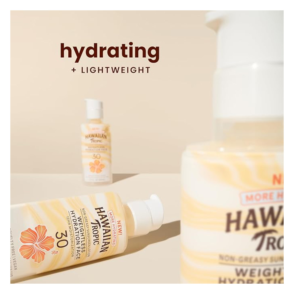Hawaiian Tropic Silk Hydration Weightless Oil-Free Face Sunscreen Lotion SPF 30, 50 mL