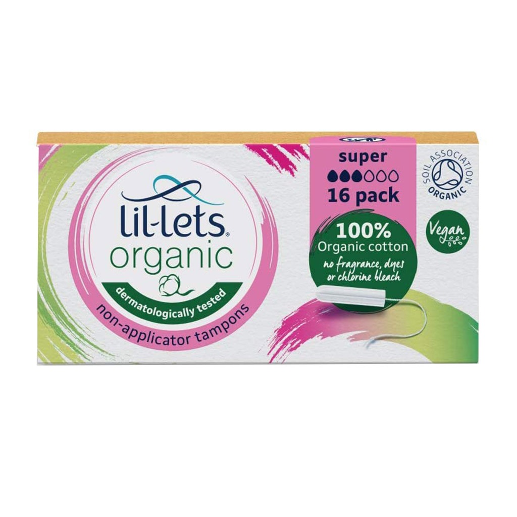 Lil-lets Organic Cotton Non-Applicator Tampons Super Pack 16's 