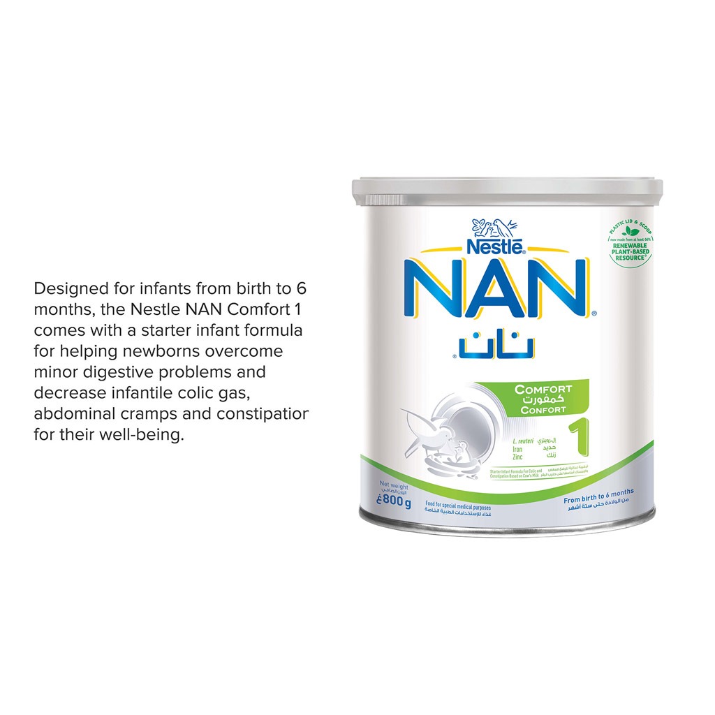Nestle NAN Comfort Stage 1 Anti Colic Baby Milk Formula For 0 To 6 Months 800g
