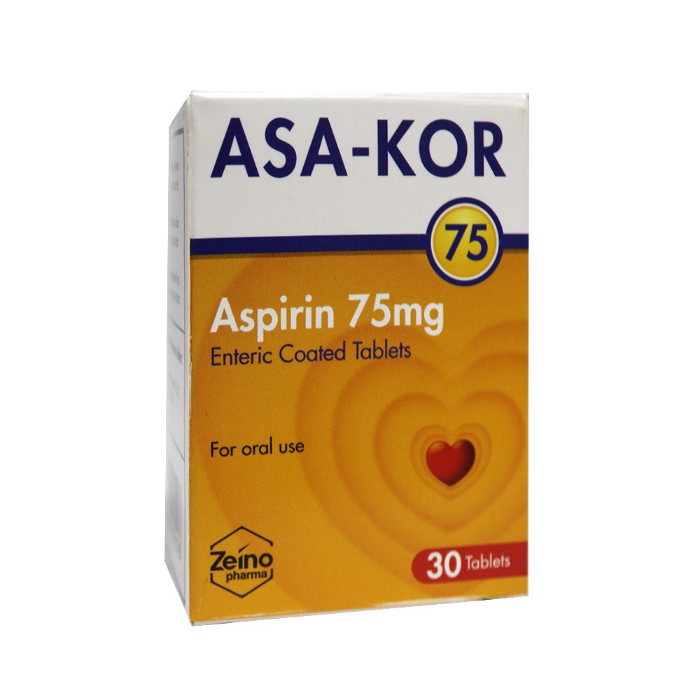 Zeino Pharma Asa-Kor 75 mg Enteric Coated Tablet 30's