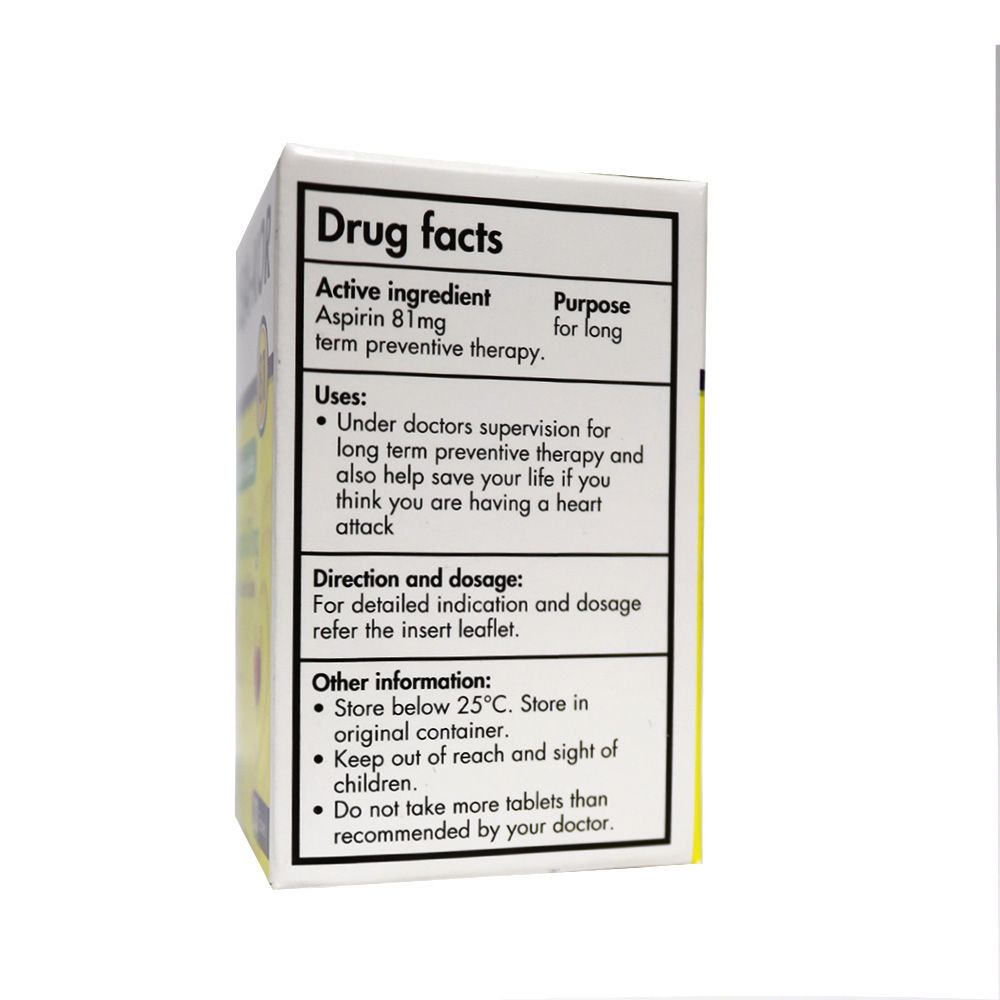 Zeino Pharma Asa-Kor Aspirin 81 mg Enteric Coated Tablets 30's