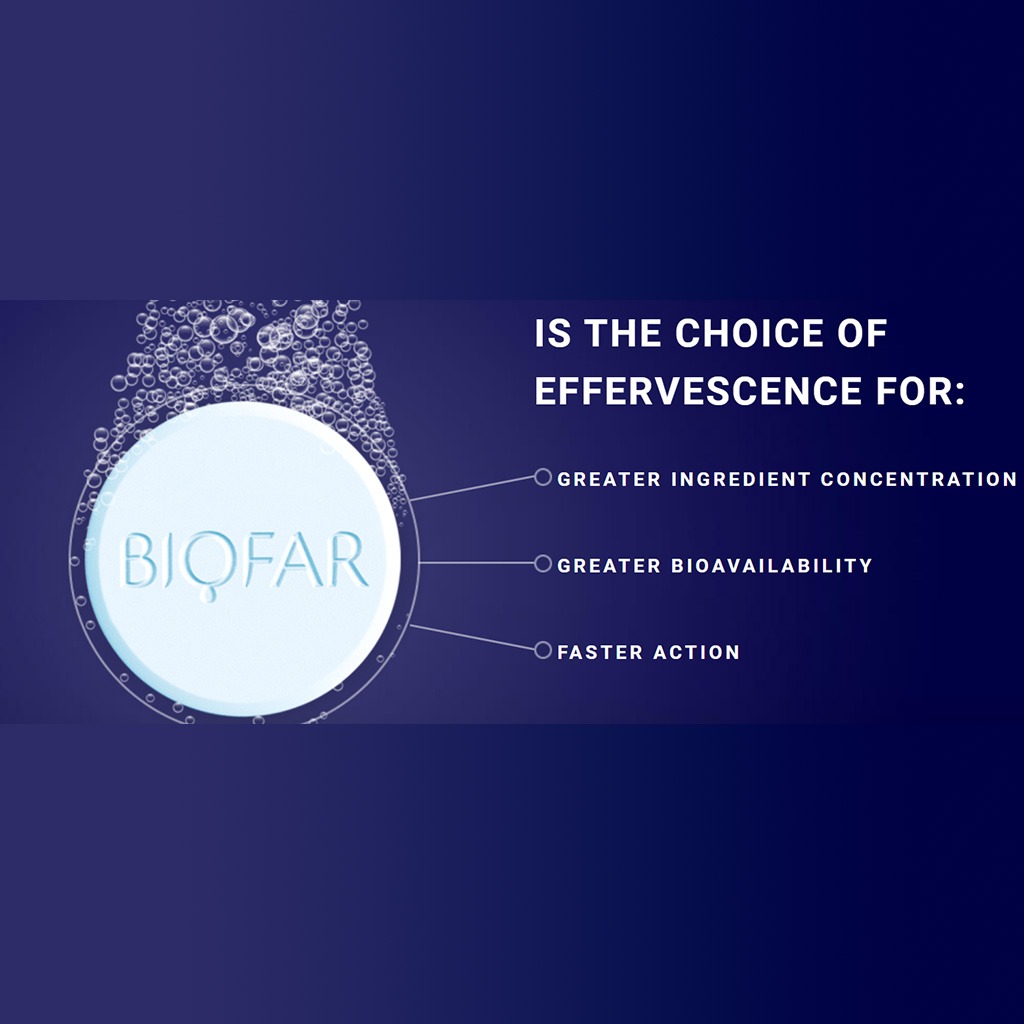 Biofar Vital Vitamin C Acerola 500mg Morning Tonic Effervescent Tablets, Citrus Flavor, Pack of 20's