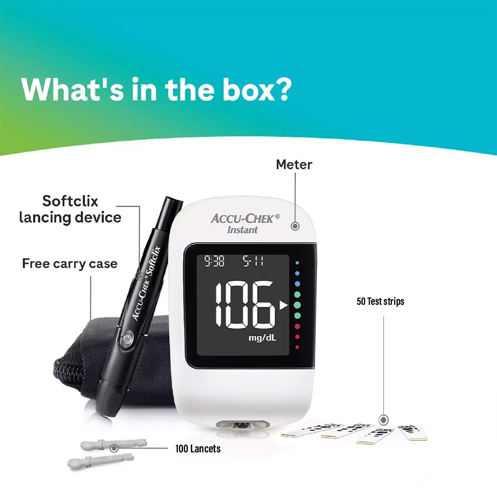 Accu-Chek® Instant Blood Sugar Monitoring System + Accu-Chek® Instant Test Strips 50's +  Accu-Chek® Softclix Lancets 100's