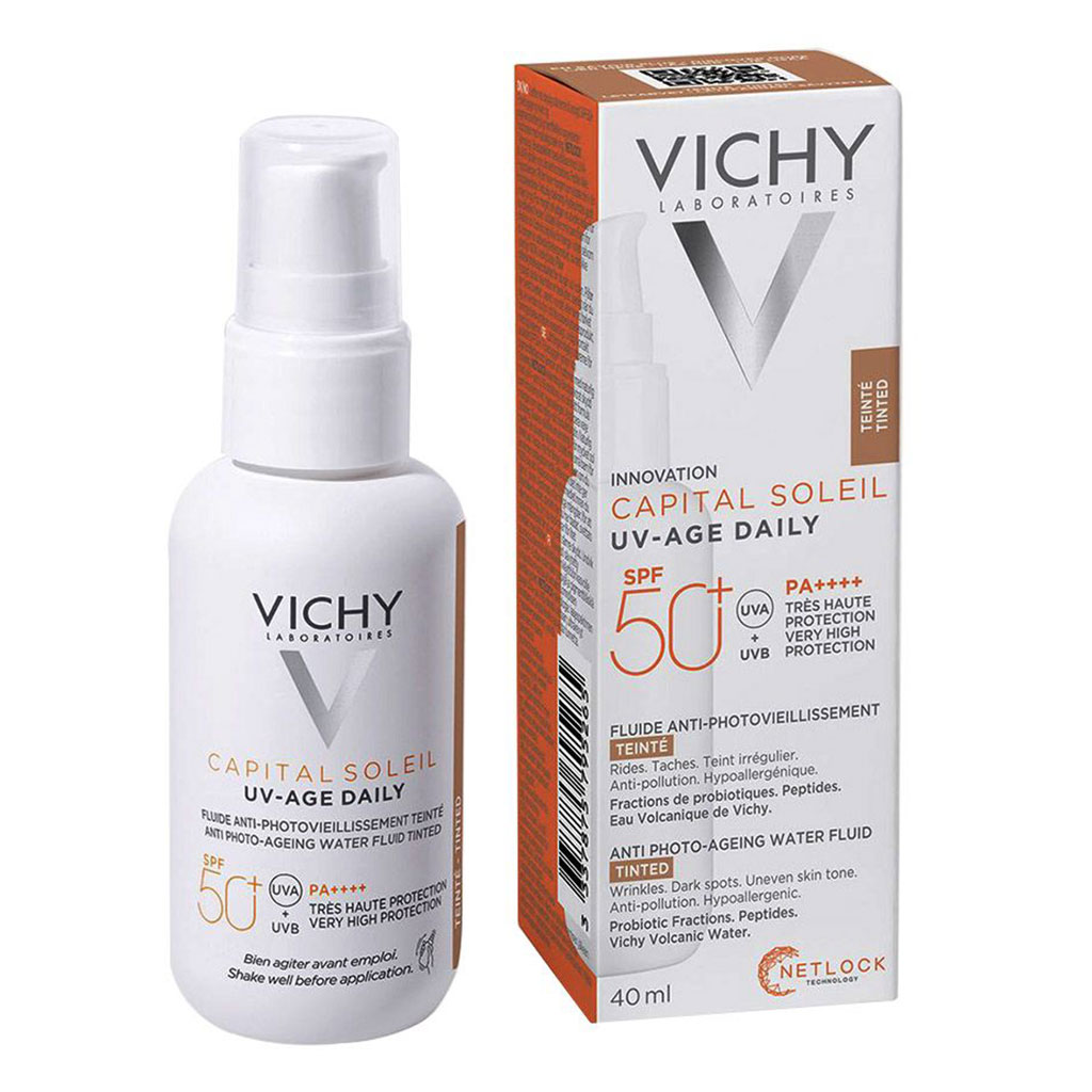 Vichy Capital Soleil UV-Age Daily SPF50+ PA++++ Tinted Anti Ageing Fluid Sunscreen With Niacinamide 40ml