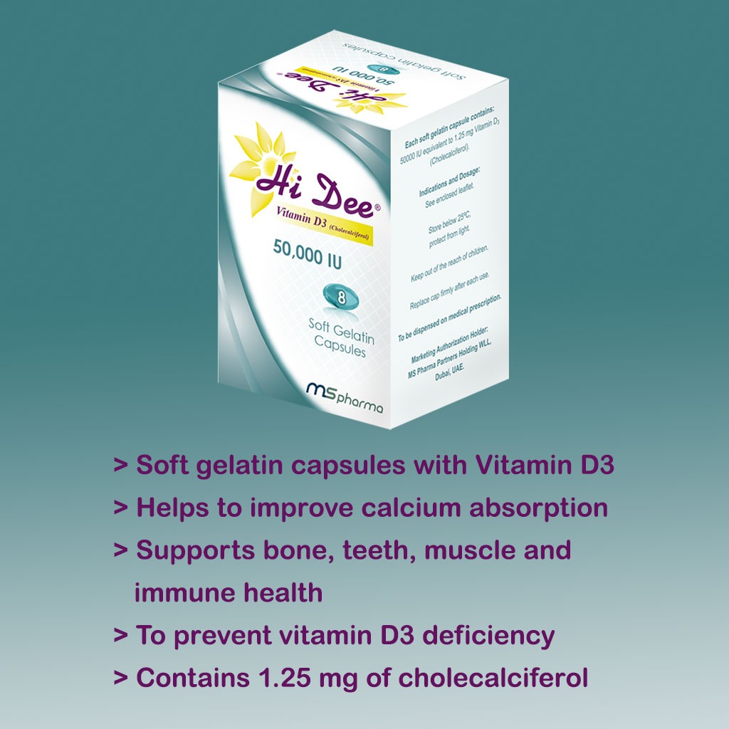Hi Dee Vitamin D3 50000 IU Soft Gelatin Capsules 8's