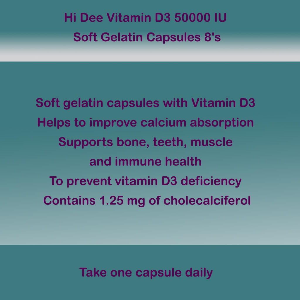 Hi Dee Vitamin D3 50000 IU Soft Gelatin Capsules 8's