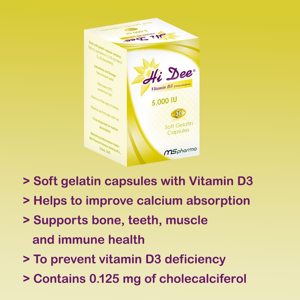 Hi Dee Vitamin D3 5000 IU Soft Gelatin Capsules 30's