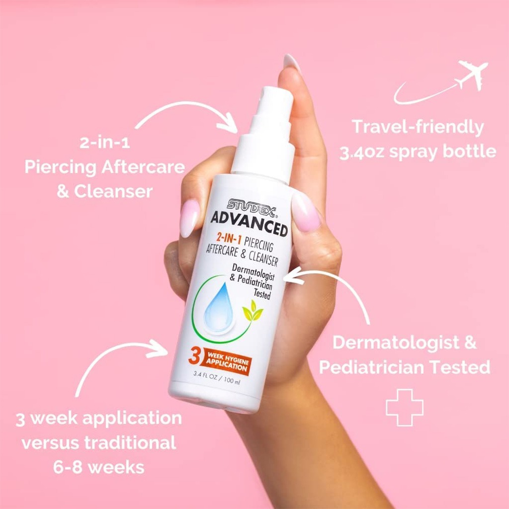Studex Advanced 2-IN-1 Piercing Aftercare & Cleanser 100ml