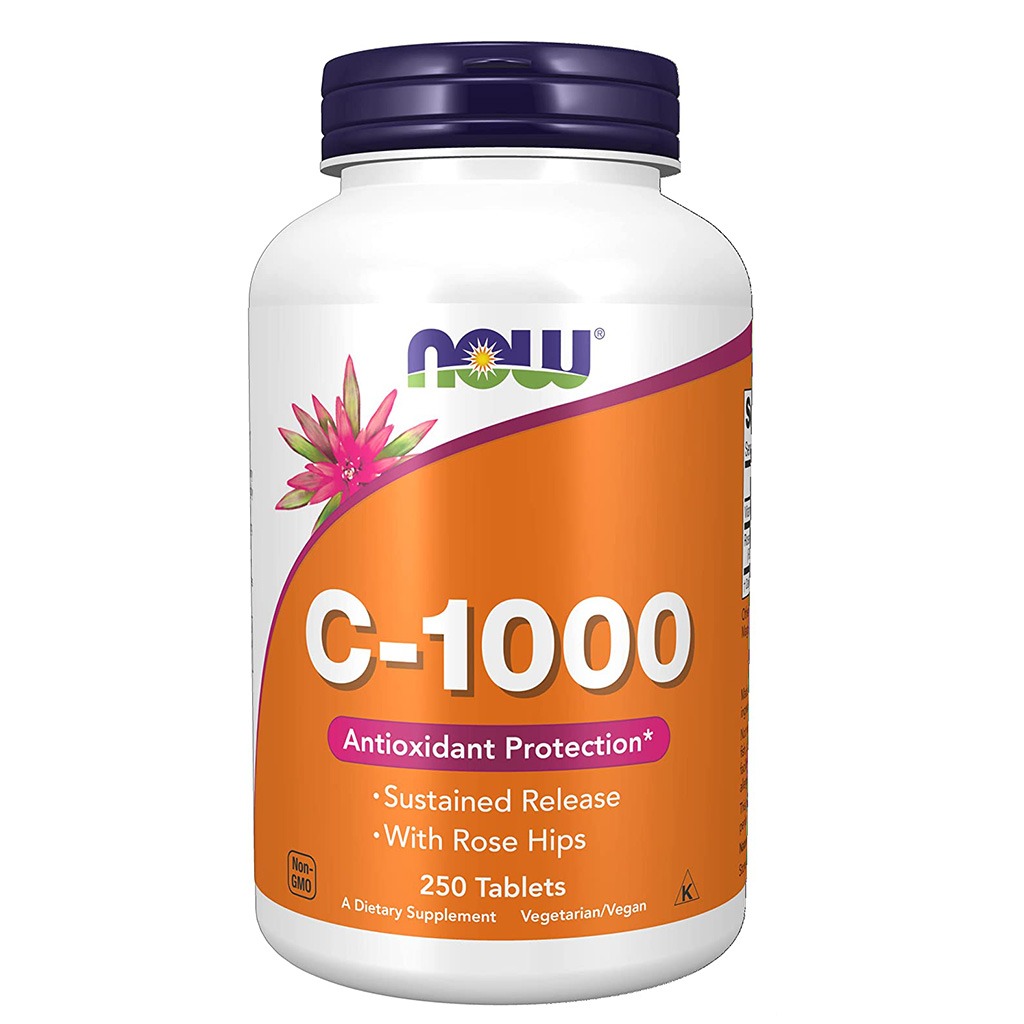 Now Vitamin C 1000mg Sustained Release Tablets With Rose Hips For Antioxidant Protection & Immune Support, Pack of 250's