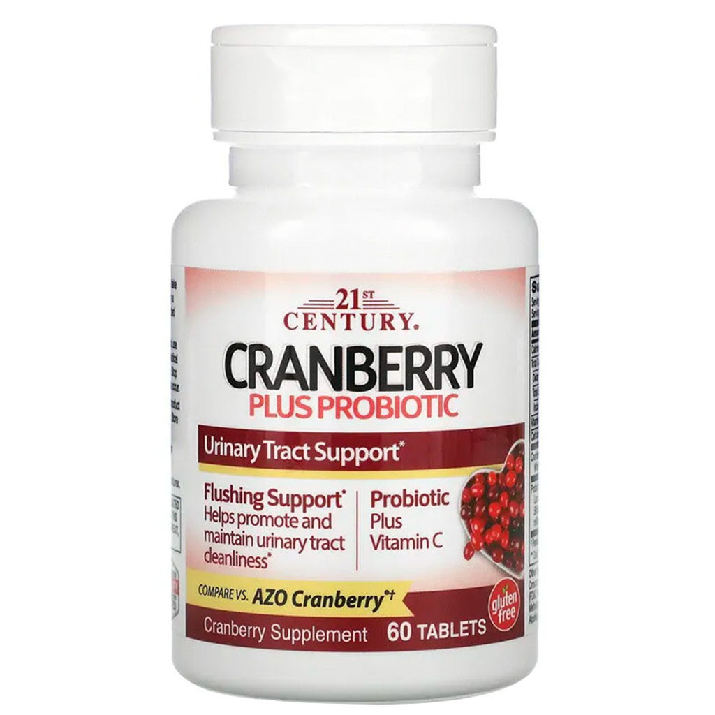 21st Century Cranberry Plus Probiotic Tablets For Urinary Tract  Support, Pack of 60's