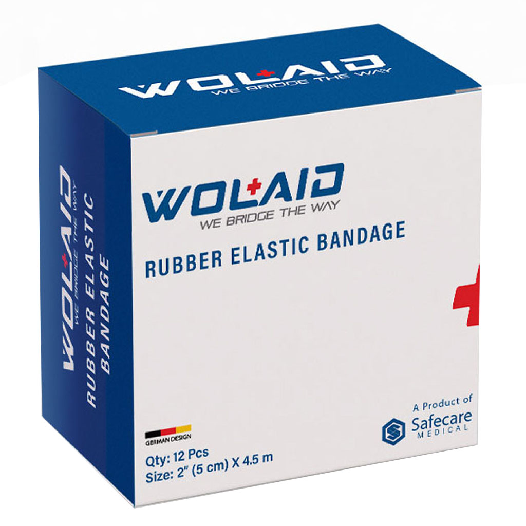 Wolaid Rubber Elastic Bandages 5cm* 4.5m, Pack of 12’s 