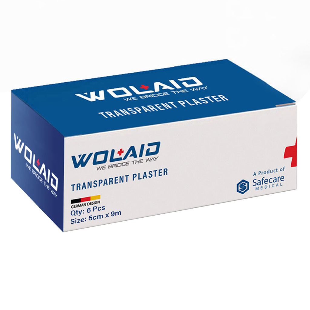 Wolaid Transparent Plaster Roll For Wound Dressing 5cm*9 m, Pack of 6’s