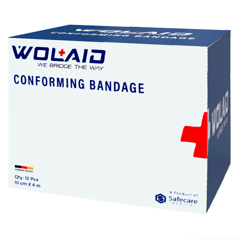 Wolaid Wound Dressing Conforming Bandage 10cm*4m, Pack of 12’s