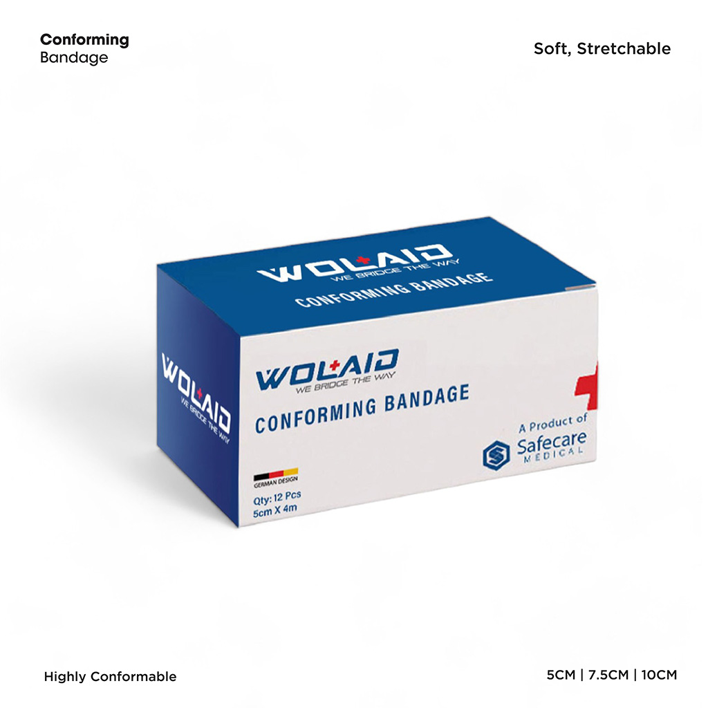Wolaid Wound Dressing Conforming Bandage 10cm*4m, Pack of 12’s