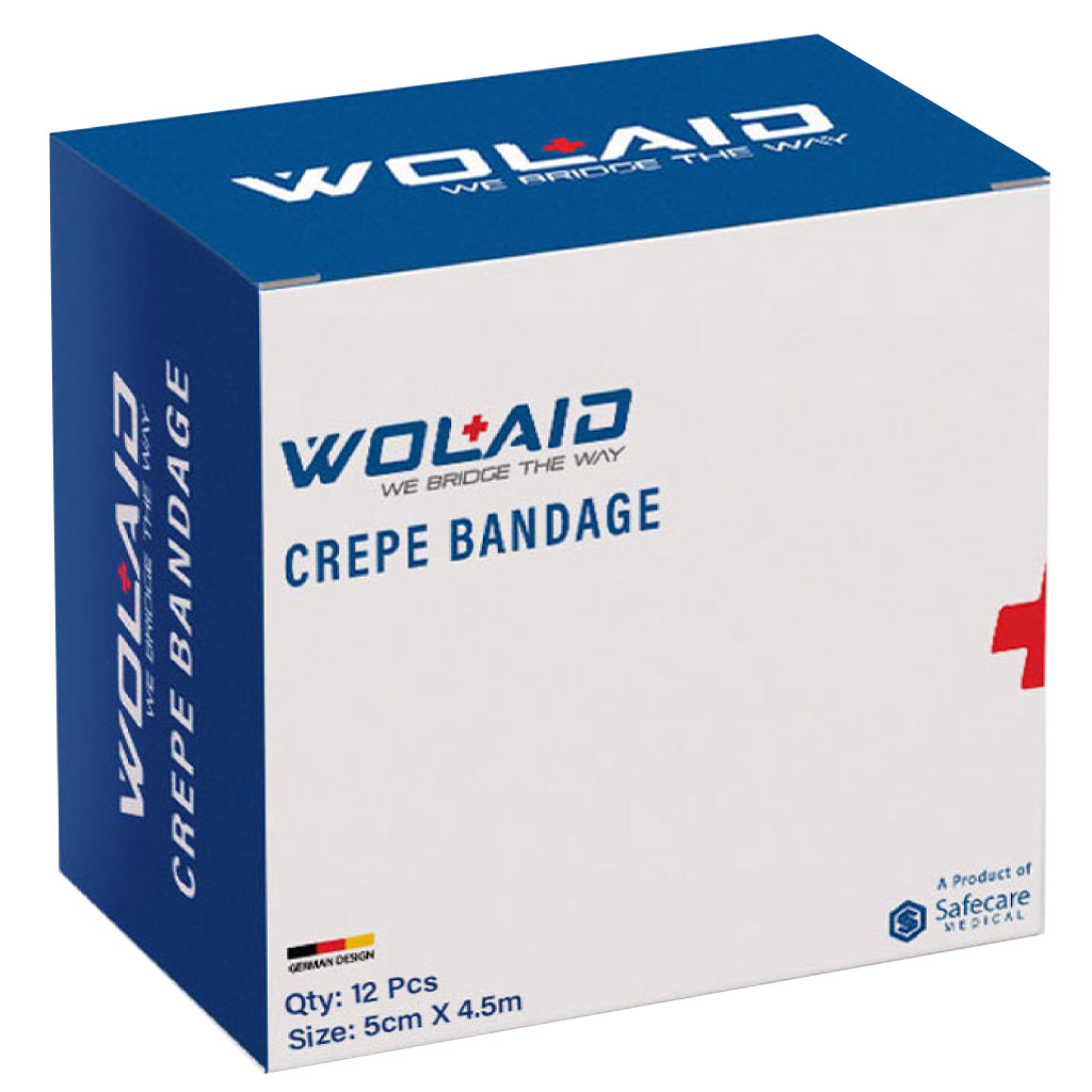 Wolaid Crepe Bandages For Pain Relief 5cm*4.5 m, Pack of 12’s 