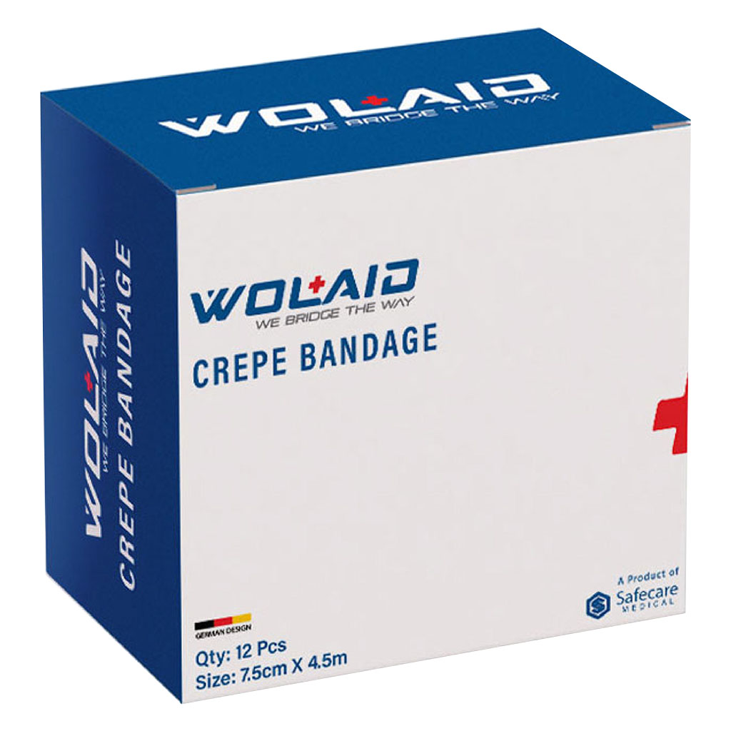 Wolaid Crepe Bandages For Pain Relief 7.5cm, Pack of 12’s 