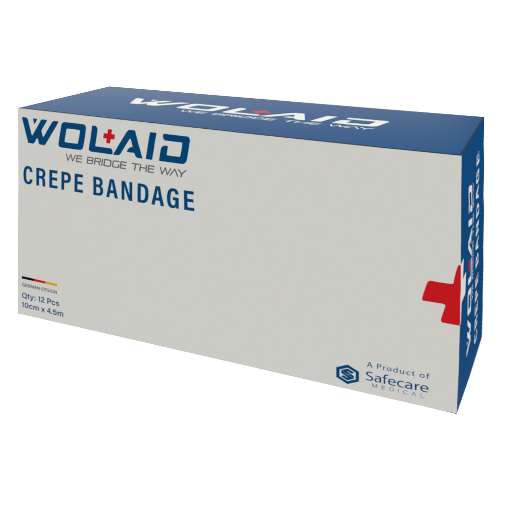 Wolaid Crepe Bandages For Pain Relief 10cm*4.5m, Pack of 12’s 