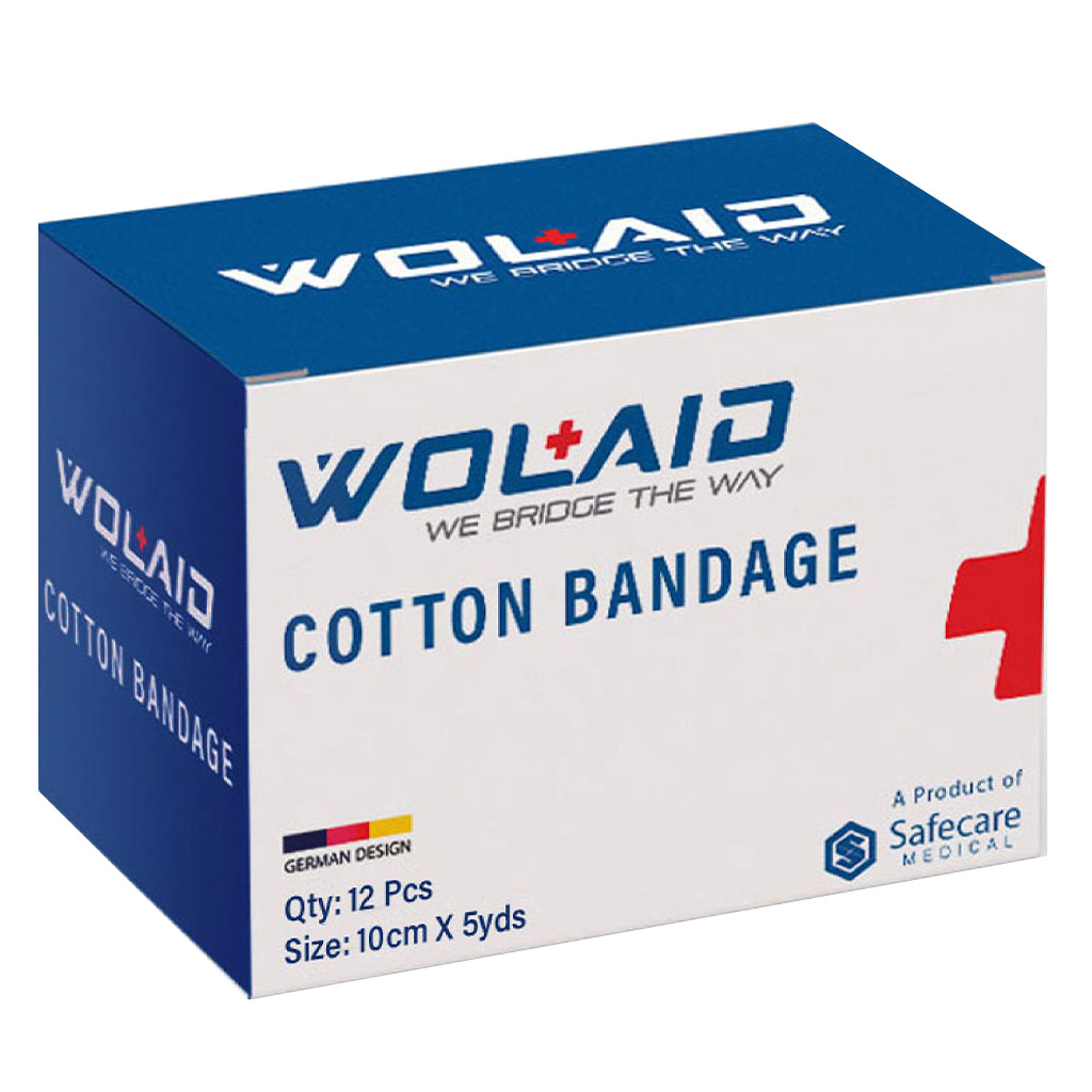Wolaid Wound Dressing Cotton Bandage 10cm, Pack of 12’s 