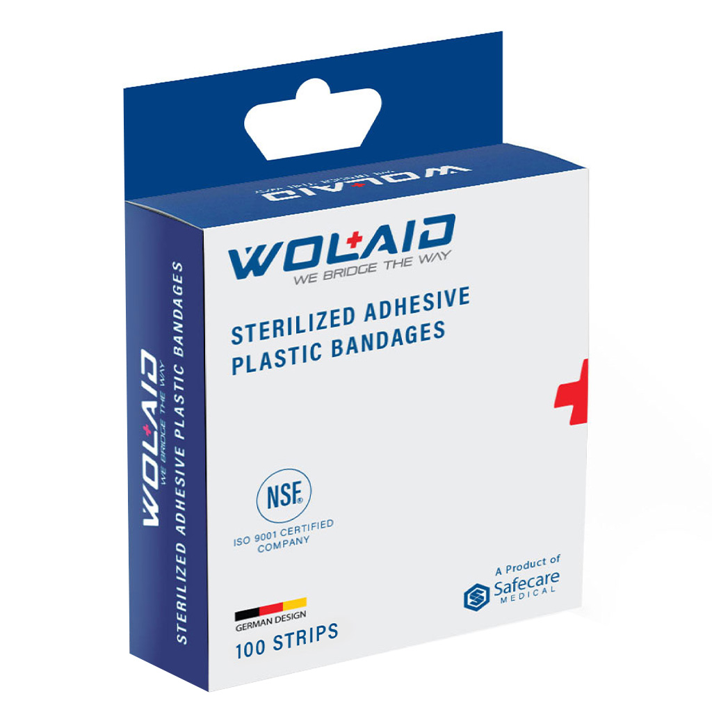 Wolaid Sterilized Adhesive Plastic Bandages 19*75mm, Pack of 100’s