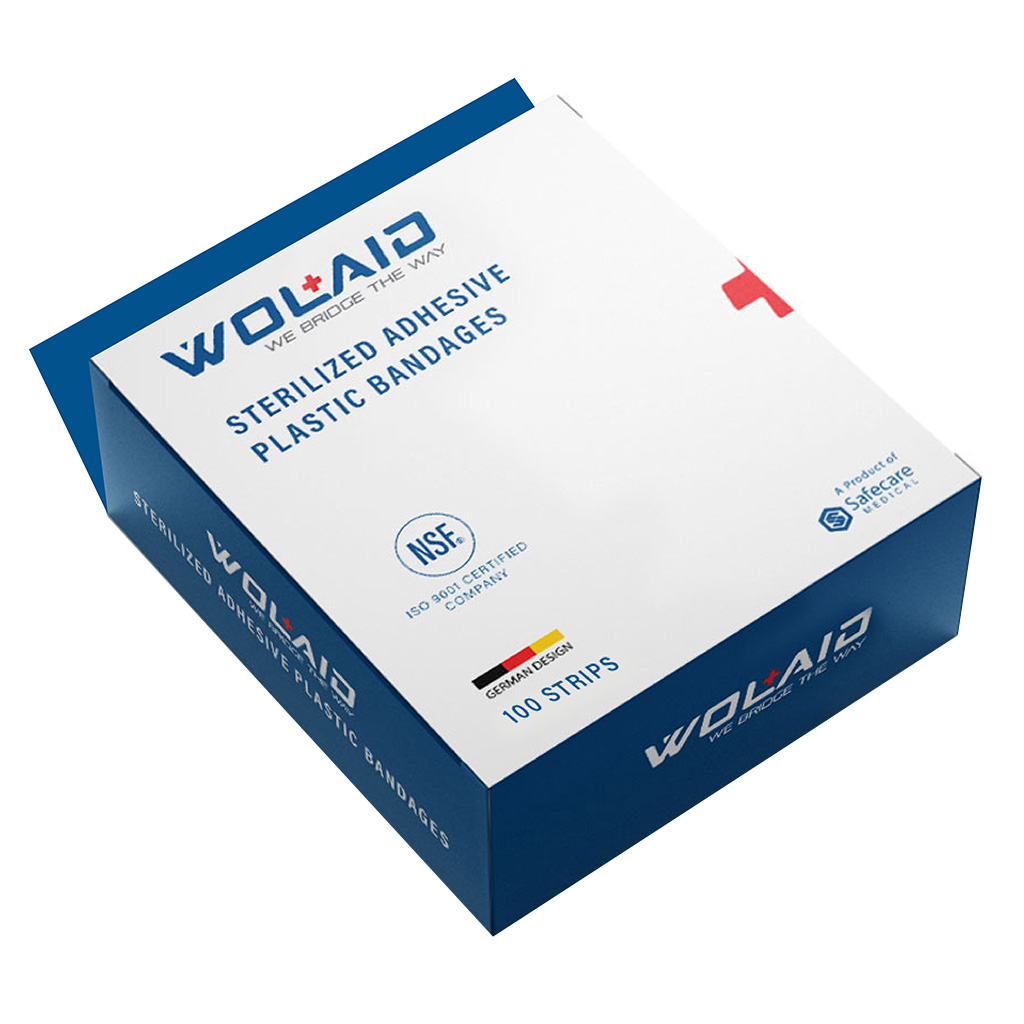 Wolaid Sterilized Adhesive Plastic Bandages 19*75mm, Pack of 100’s