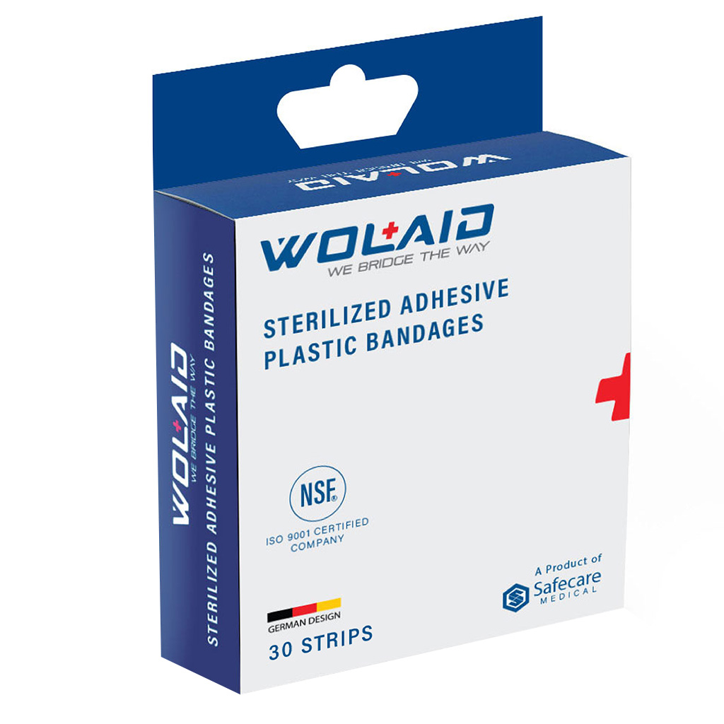 Wolaid Sterilized Adhesive Plastic Bandages 19mm*75mm, Pack of 30’s
