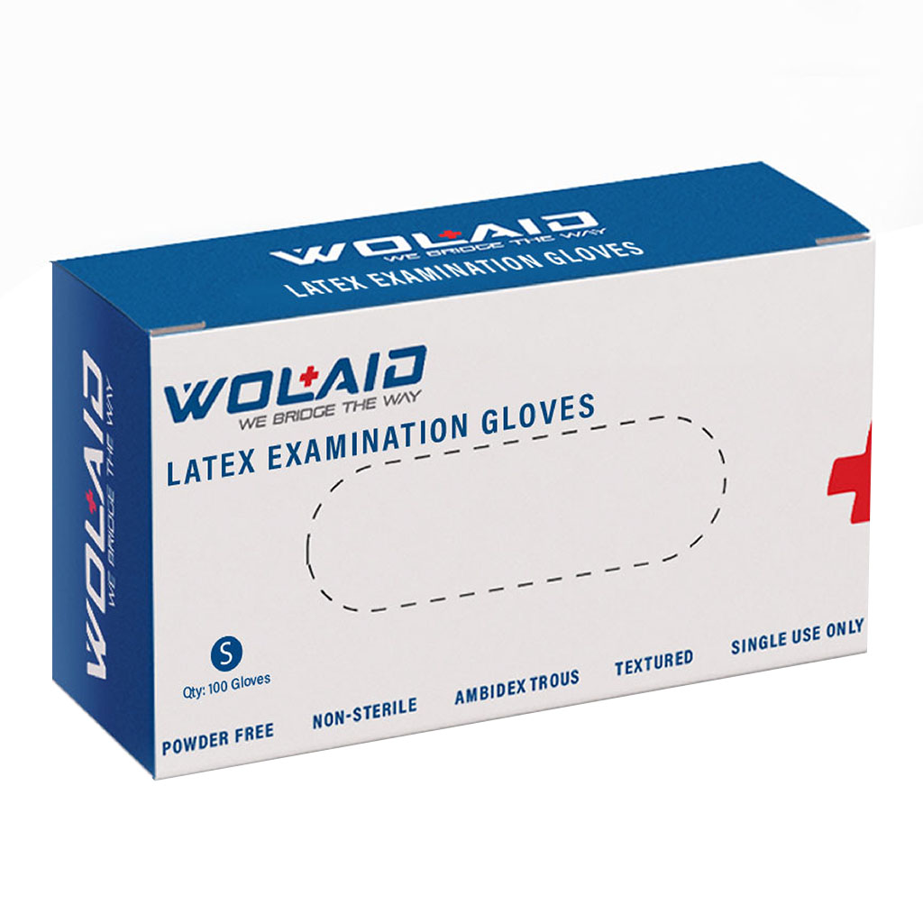 Wolaid Latex Examination Powder Free Hand Gloves Small Size, Pack of 100’s