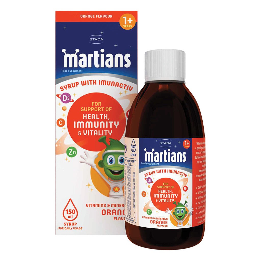 Martians Vitamins and Minerals Syrup with ImunActiv Orange 150 mL