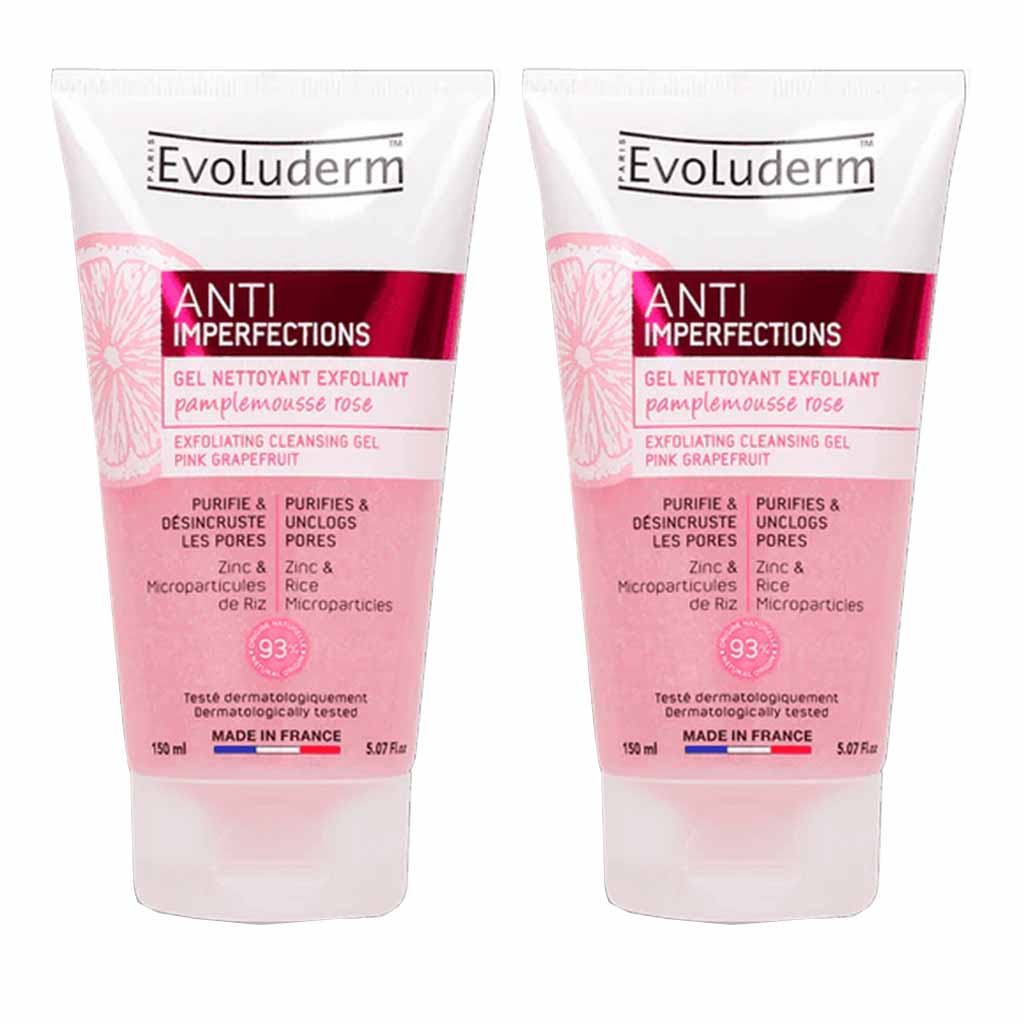 Evoluderm Anti Imperfections Exfoliating Face Cleansing Gel 150ml, PROMO PACK of 2's