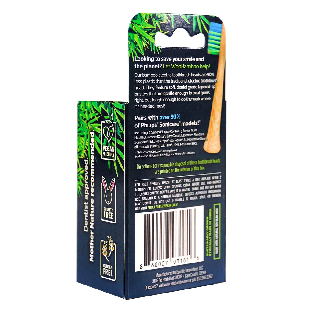 Woobamboo® Sustainable Bamboo Electric Toothbrush Head 6's