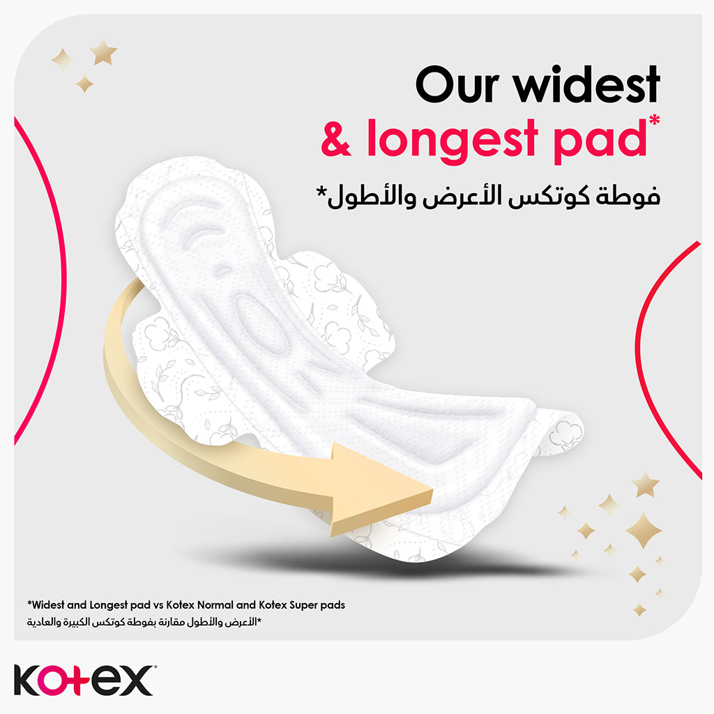 Kotex Maxi Protect Thick Sanitary Pads With Wings For Overnight Protection, Pack of 8's