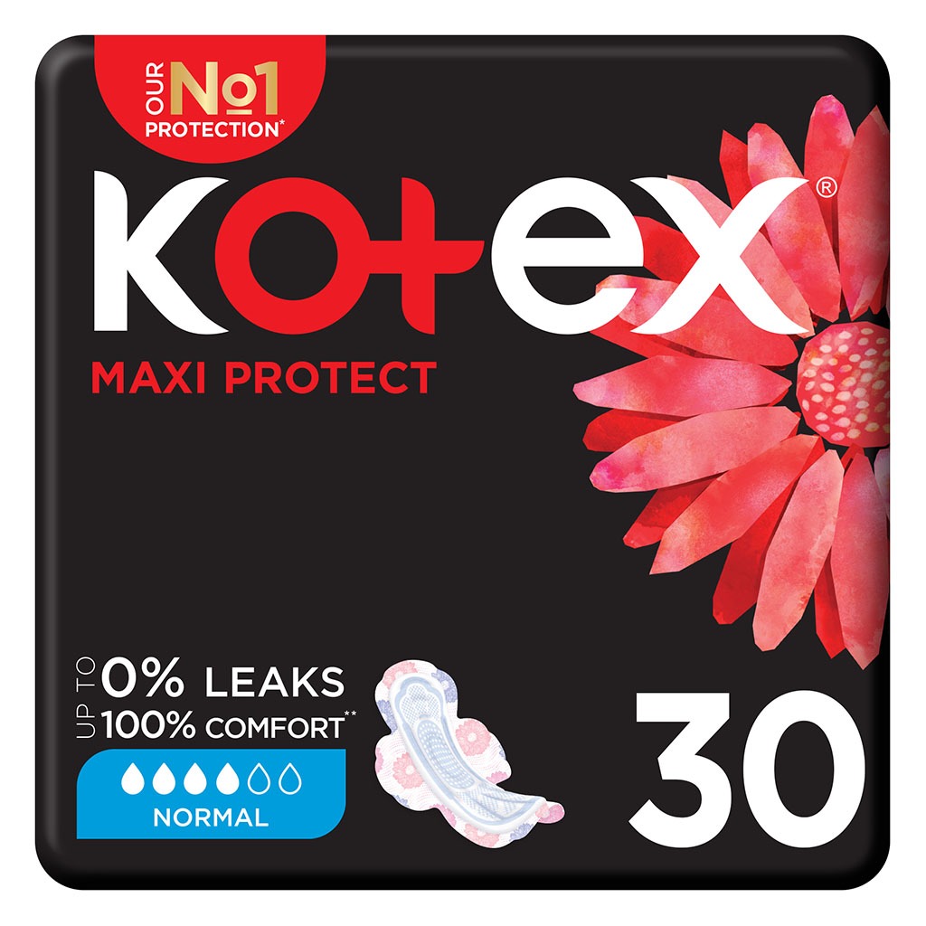 Kotex Maxi Protect Thick Pads With Wings, Normal Size, Pack of 30's